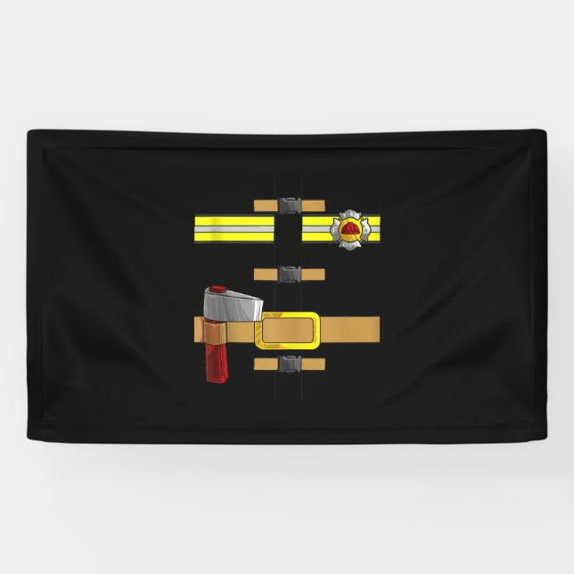 Cool Firefighter Uniform Funny DIY Halloween Banner (Horizontal)