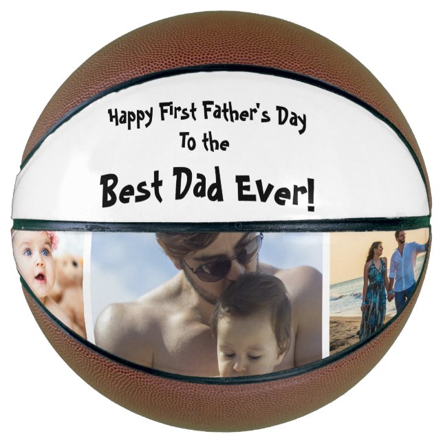 Cool First Best Dad Ever Photo Father's Day  Baske Basketball (Front)