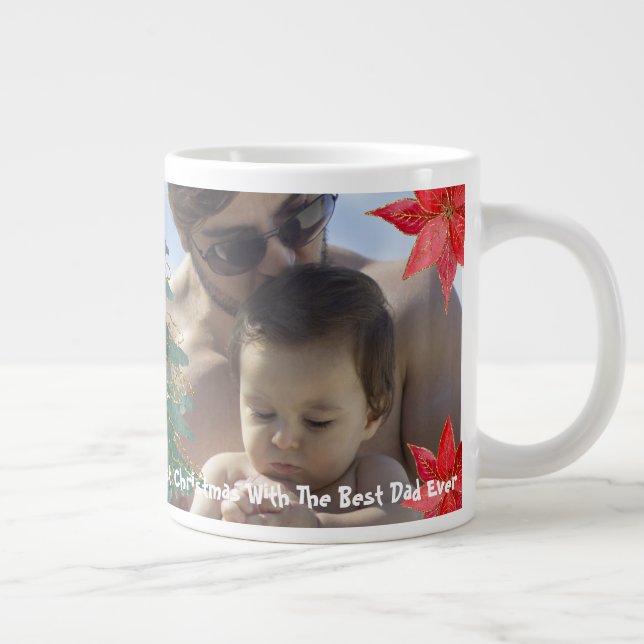 Cool First Christmas With Best Dad Ever Photo Large Coffee Mug (Right)