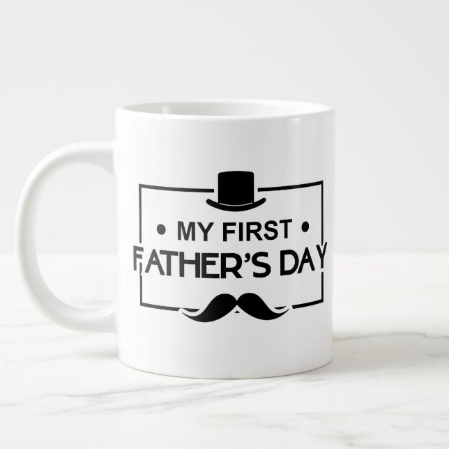 Cool first Father's Day word art  Large Coffee Mug (Left)