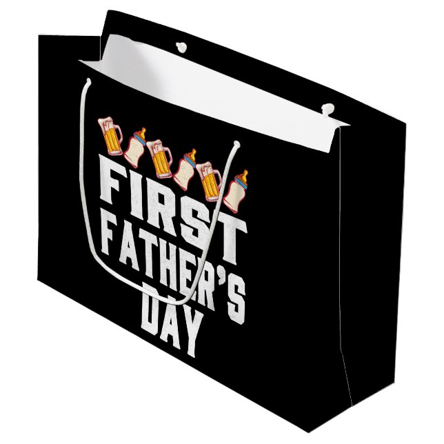 cool first Father's Day word art Large Gift Bag (Front Angled)