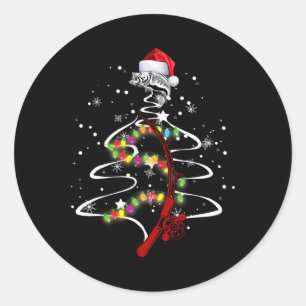 Cool Fishing Christmas Tree B Fisherman Gift Classic Round Sticker