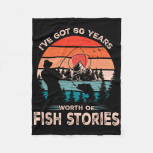 Cool Fishing Design 60 Years Old 60th Birthday Gif Fleece Blanket