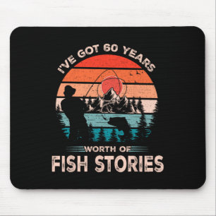 Cool Fishing Design 60 Years Old 60th Birthday Gif Mouse Mat