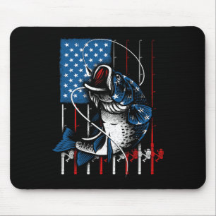 Cool Fishing For Men Women American Flag Usa Fish Mouse Mat