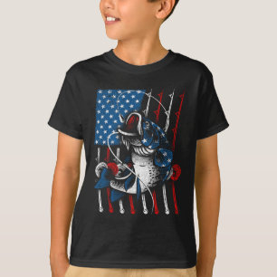 Cool Fishing For Men Women American Flag Usa Fish T-Shirt
