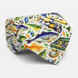 Cool fishing lovers tiled pattern tie