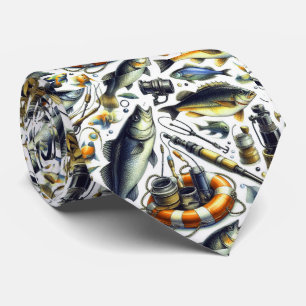 Cool fishing lovers tiled pattern  tie