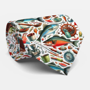 Cool fishing lovers tiled pattern  tie