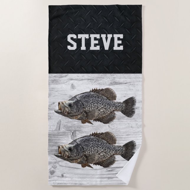 Cool Fishing Name Crappie Fish Name Rugged Beach Towel (Front)