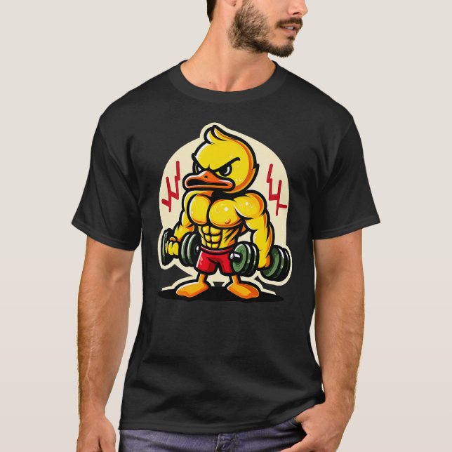 Cool Fitness Gym Duck Muscular Duck Bodybuilder T-Shirt (Front)