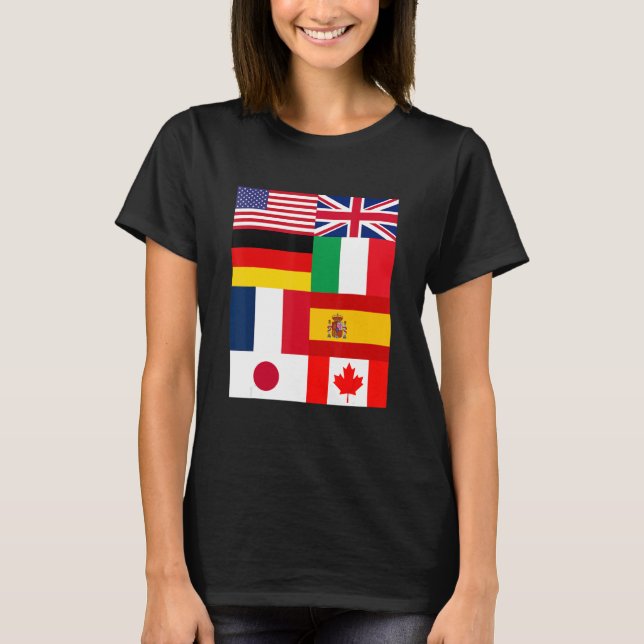 Cool Flags of The World Illustration  Graphic Desi T-Shirt (Front)