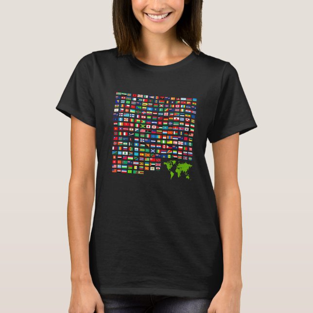 Cool Flags of The World Illustration  Graphic Desi T-Shirt (Front)