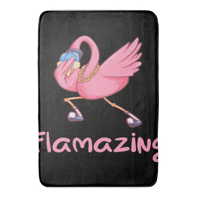 Cool Flamazing Dabbing Flamingo Bath Mat (Front Vertical)