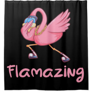 Cool Flamazing Dabbing Flamingo Shower Curtain
