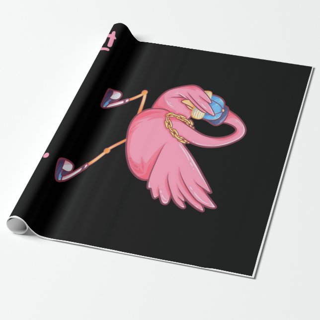 Cool Flamazing Dabbing Flamingo Wrapping Paper (Unrolled)