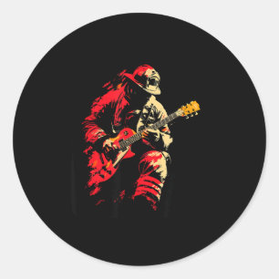 Cool flames and fire guitar for firefighter rock classic round sticker