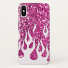 Cool Flames in White on Pink Glitter Look