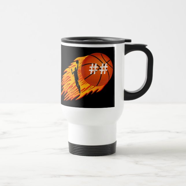 Cool Flaming Basketball Mugs with 4 TEXT BOXES (Right)