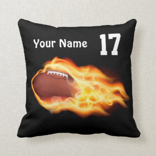 Cool Flaming Football Pillows NAME and NUMBER