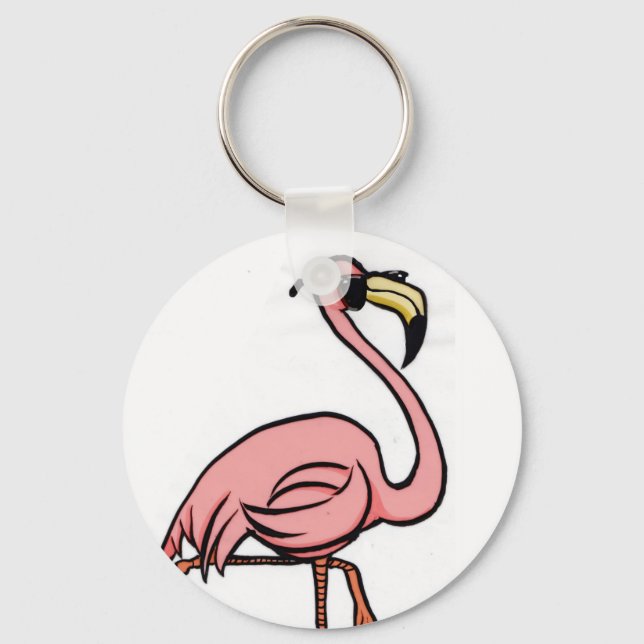 cool flamingo round key chain (Front)