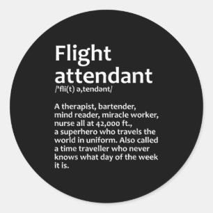 Cool Flight Attendant Design For Men Women Flight Classic Round Sticker
