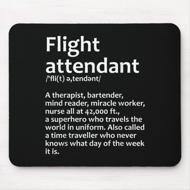 Cool Flight Attendant Design For Men Women Flight  Mouse Mat (Front)