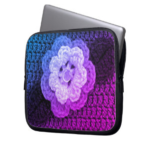 Cool Floral Artisan Crochet Print Electronics Bag