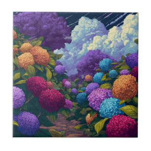 Cool Floral Hydrangeas Tiles For Spa-Style Bath