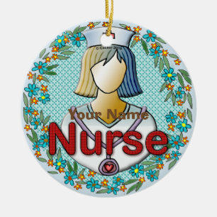 Cool floral nurse  ceramic tree decoration