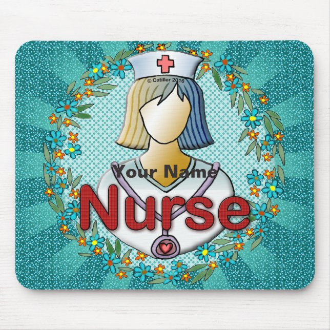 Cool floral nurse  mouse mat (Front)