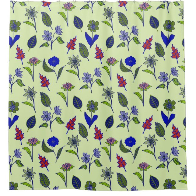 Cool Floral Pattern Shower Curtain (Front)