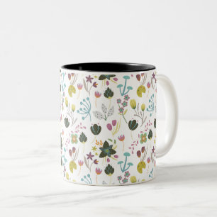 Cool Floral Pattern Two-Tone Coffee Mug