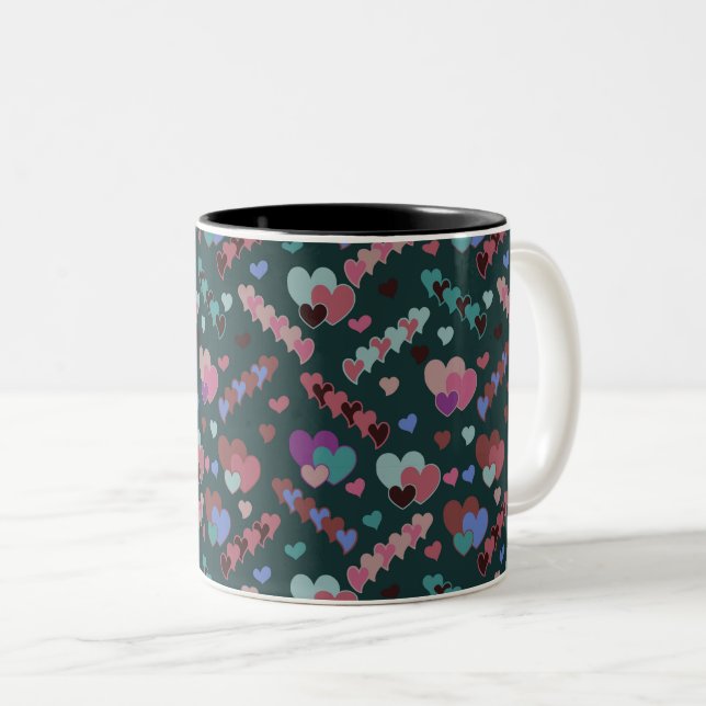 Cool Floral Pattern Two-Tone Coffee Mug (Front Right)