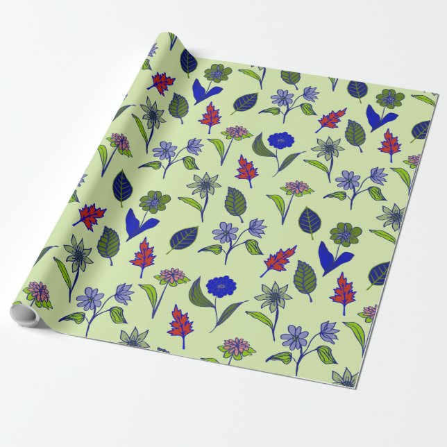 Cool Floral Pattern Wrapping Paper (Unrolled)