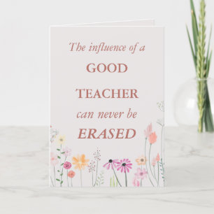 Cool Floral Pink Teacher Quote Thank You Card