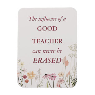 Cool Floral Pink Teacher Quote Thank You Magnet