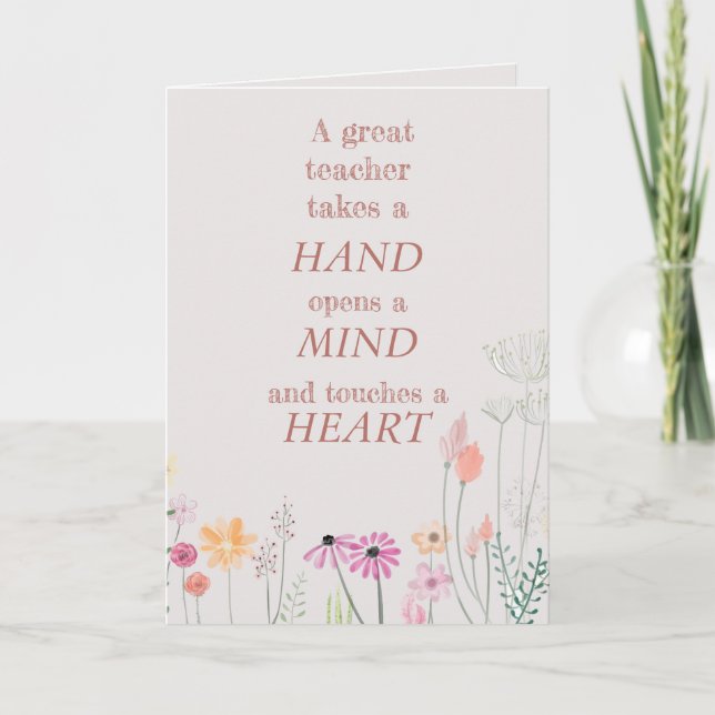 Cool Floral Pink Teacher Quote We Love You Thank You Card (Front)
