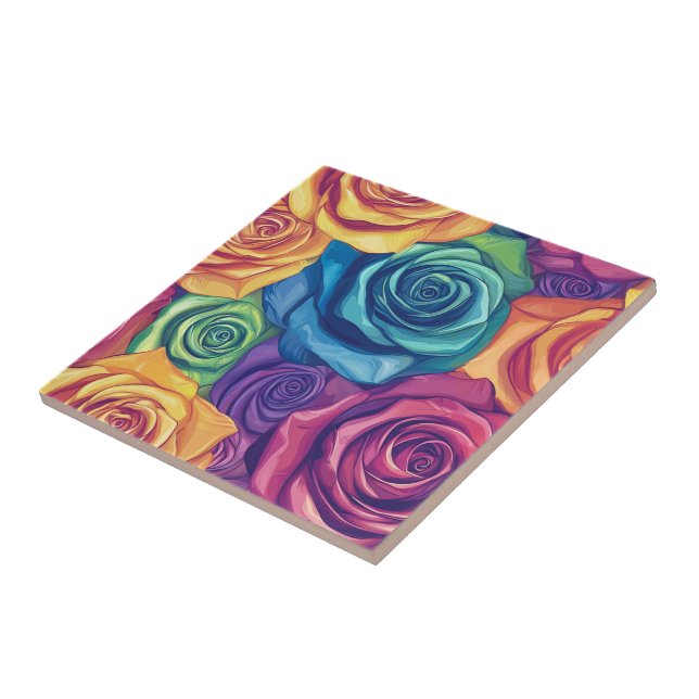 Cool Floral Rose Ceramic Tiles  For Bathroom Floor (Side)