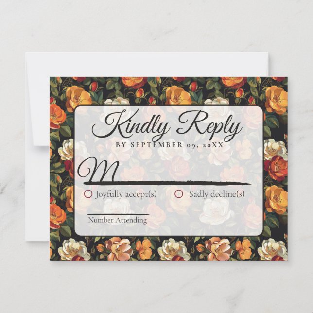 Cool Floral Rustic Rose Wedding Rsvp Card (Front)