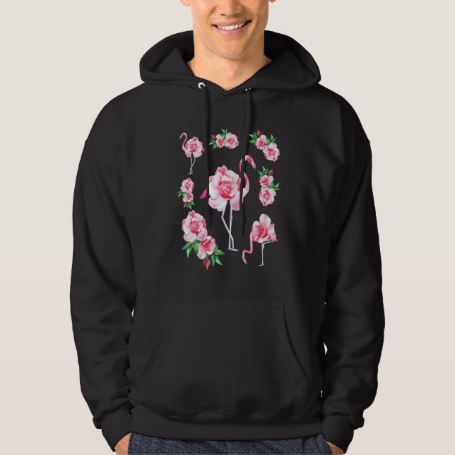 Cool Floral Summer Pink Flamingo Novelty Graphic C Hoodie (Front)