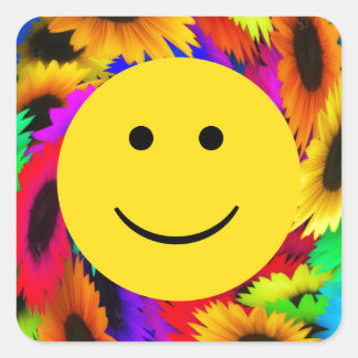 Cool Flowers Face 	Square Stickers