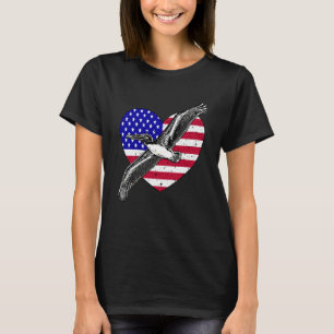 Cool Flying Birds Flag Heart America Pelican Birds T-Shirt