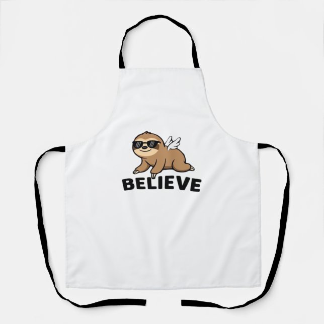 Cool Flying Sloth Believe Funny Motivational Desig Apron (Front)