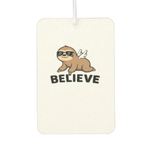 Cool Flying Sloth Believe Funny Motivational Desig Car Air Freshener