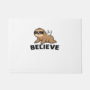 Cool Flying Sloth Believe Funny Motivational Desig Doormat