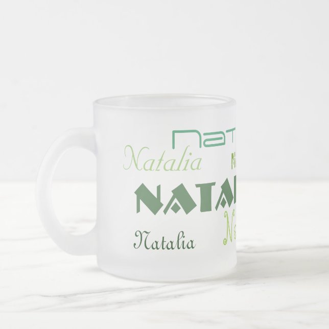 Cool Fonts Your Name Personalised Frosted Glass Coffee Mug (Left)