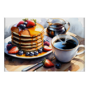 Cool food lovers breakfast pancakes poster
