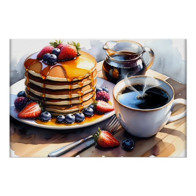 Cool food lovers breakfast pancakes poster (Front)