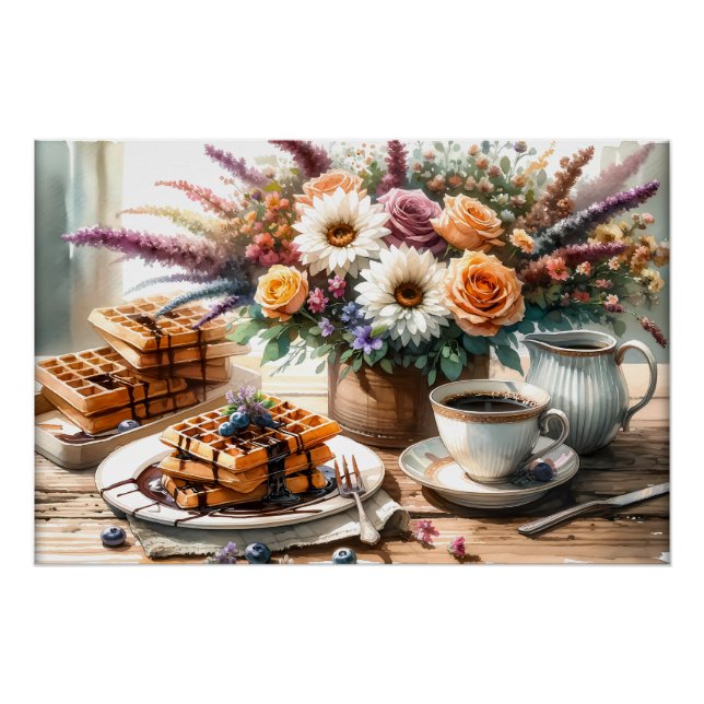 Cool food lovers breakfast waffle poster (Front)